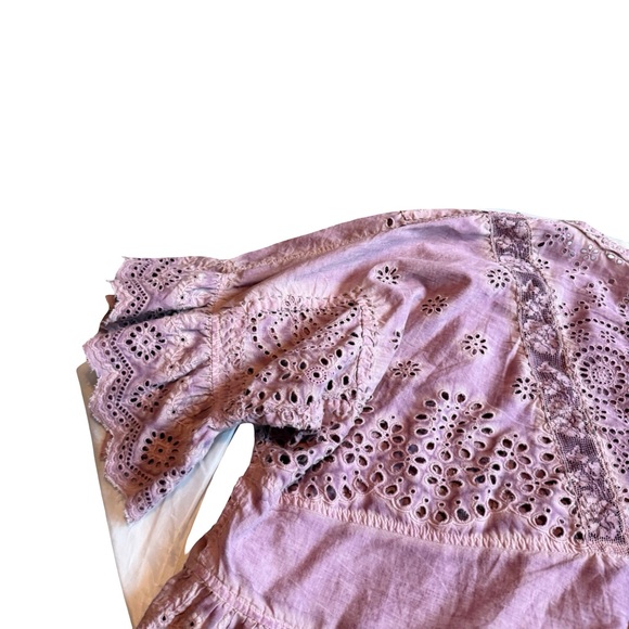 Magnolia Pearl Eyelet Rosemary Blouse Shirt Top Lace Bohemian Flowy One Size - Picture 4 of 14